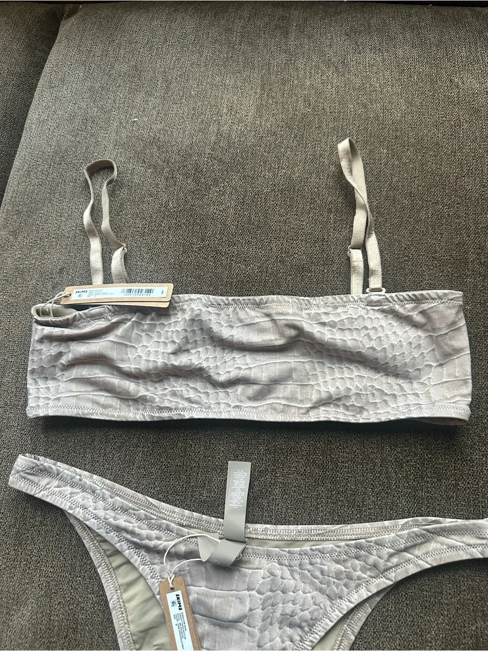 Skims set   signature swim cheeky tanga bottom and signature swin micro bandeau.